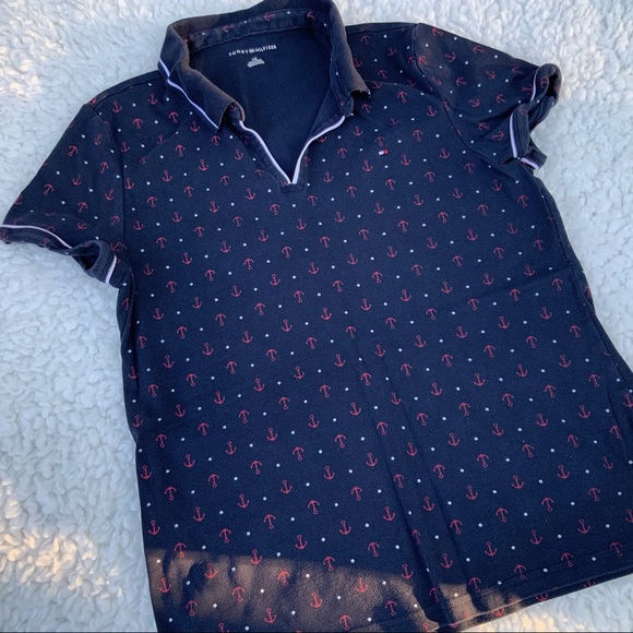 Tommy Hilfiger women’s polo shirt cute nautical anchors - Picture 3 of 3
